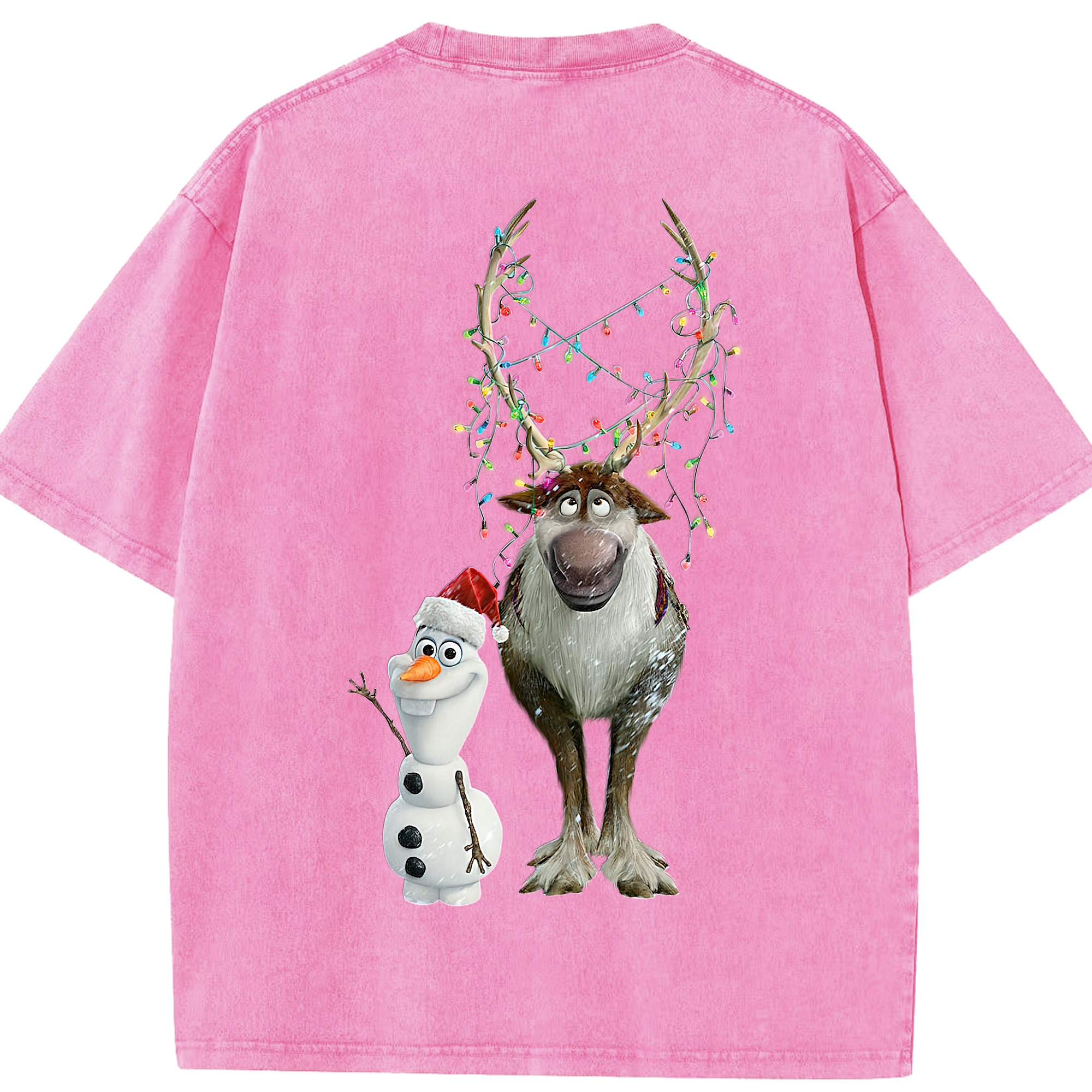 （画像用） アナと雪の女王 アンナ エルサ Frozen Anna Elsa 綿100% ヴィンテージ風 半袖Tシャツ（背面プリント）
